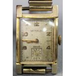 Wittnauer Revue Herren Armbanduhr. Gehäuse 14 K Gelb Gold.38 mm mit Bandanstößen, 22,5 mm breit ohne