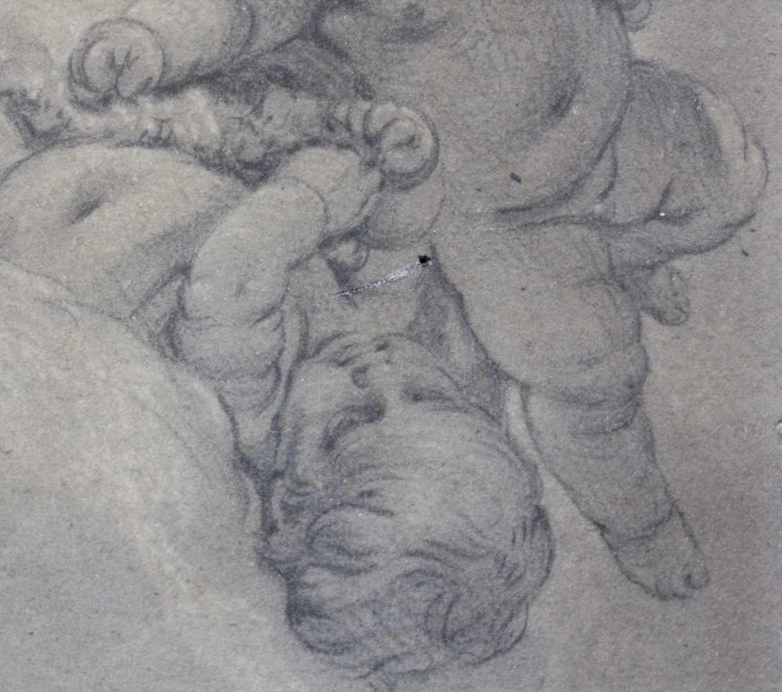 BAROCKMALER (XVIII). Kohlezeichnung mit 2 Putti.22 cm x 17 cm. Provenienz: Galerie Paul Sties. - Image 4 of 5