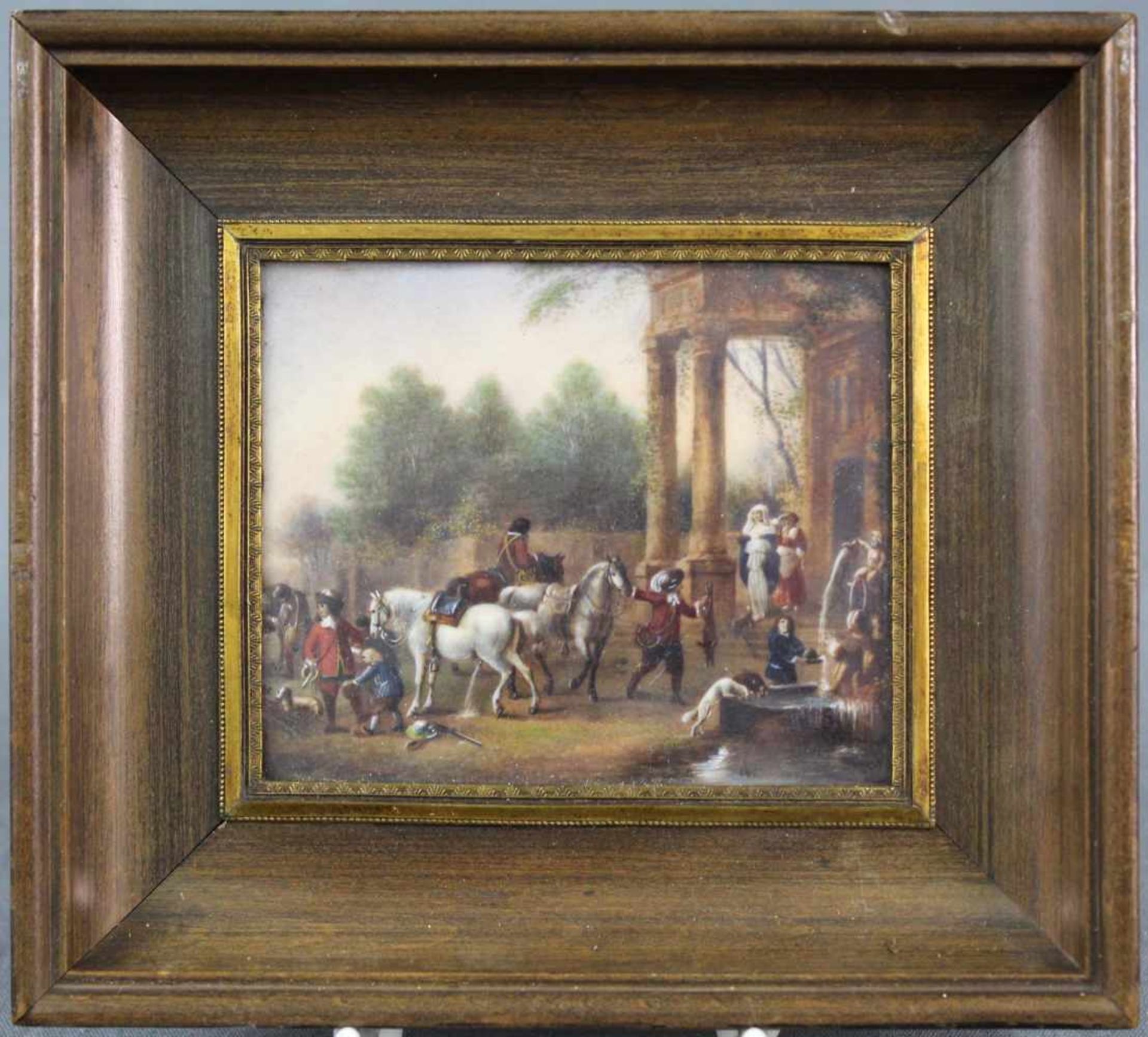 Edith PALMER (1770 - 1834) zugeschrieben. Reiter vor einem antiken Palast.8 cm x 10 cm. Nicht - Image 2 of 4