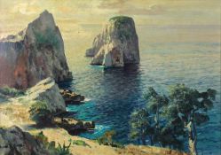 Gustave LINO (1893 - 1961). "Capri"50 cm x 70 cm. Gemälde. Öl auf Platte. Links unten signiert und