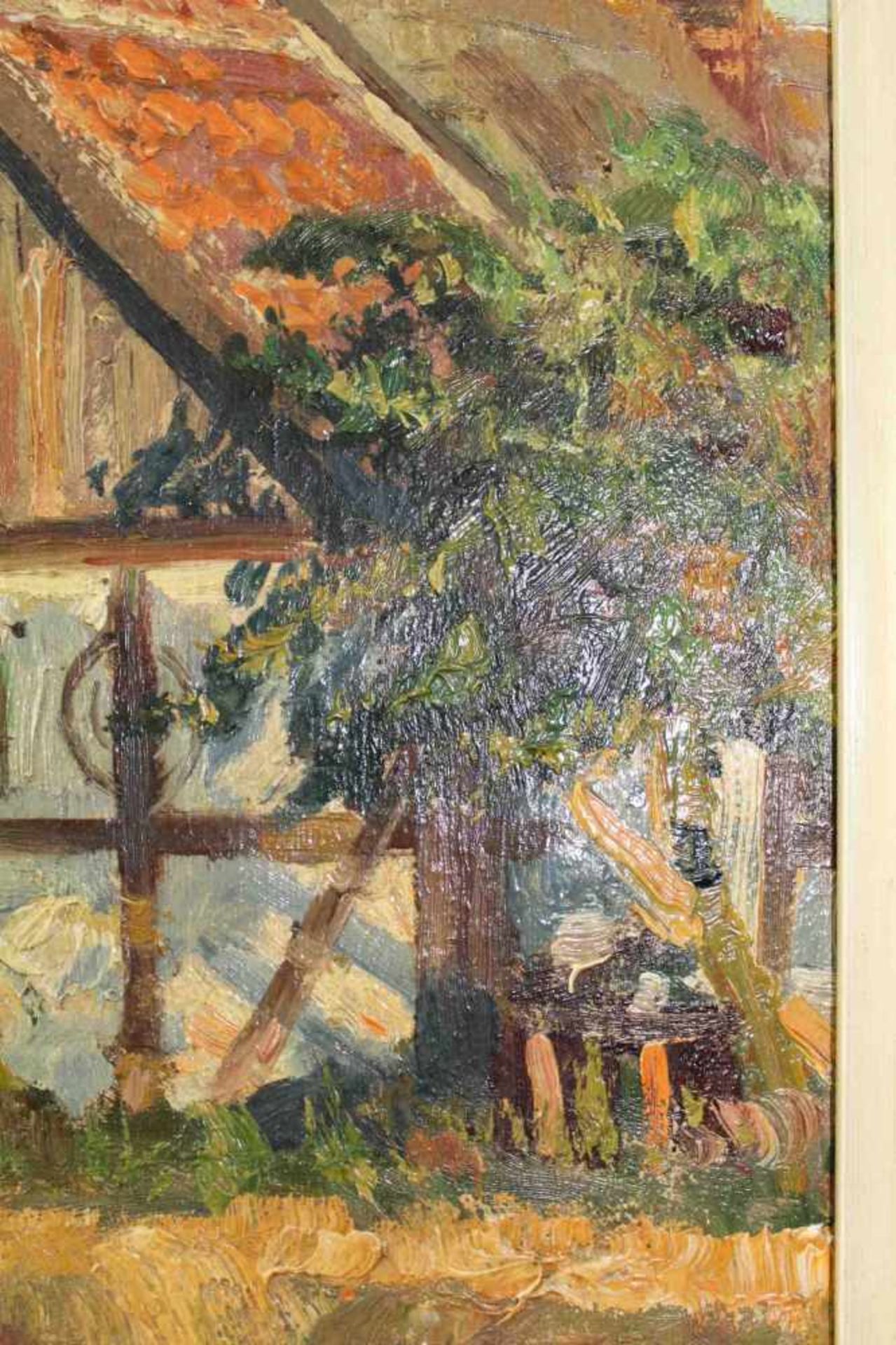 Richard GESSNER (1894 - 1989). Bauernhäuser in Sommerlandschaft.44 cm x 60 cm. Gemälde. Öl auf - Bild 5 aus 8