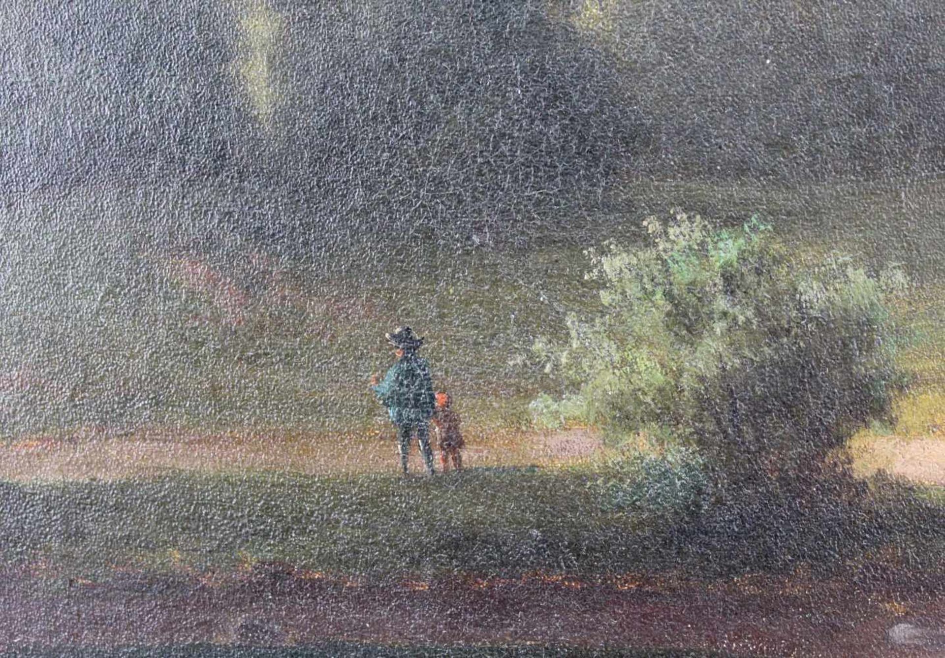 Walther WÜNNENBERG (1818 - c.1900). Burg über einem Fluss.50 cm x 66 cm. Gemälde. Öl auf Leinwand. - Image 5 of 9