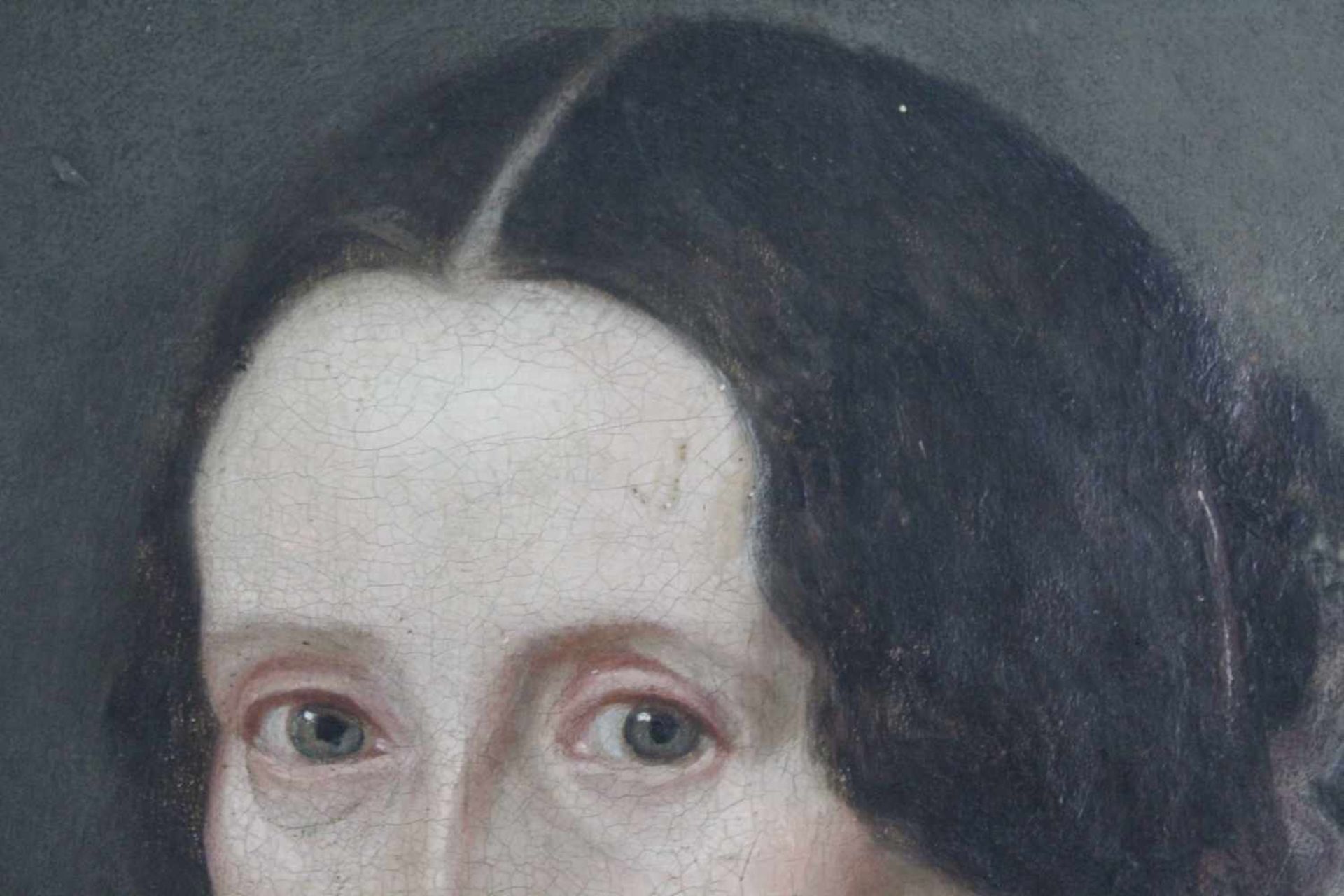 UNSIGNIERT (XIX). Portrait einer Patrizierin.67 cm x 55 cm. Gemälde. Öl auf Leinwand. Biedermeier um - Bild 4 aus 13