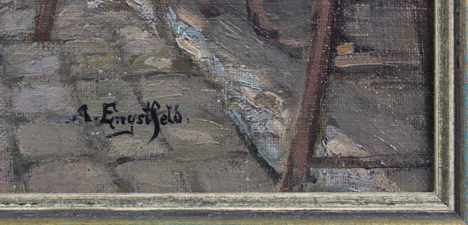 Albert ENGSTFELD (1876 - 1956). Auf dem Marktplatz.52 cm x 41 cm. Gemälde. Öl auf Platte. Rechts - Bild 3 aus 6