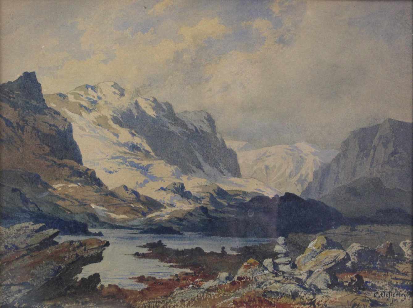 Carl August H. ÖSTERLEY (1839 - 1930). 5 Aquarelle mit Landschaften.22 cm x 35 cm im Ausschnitt. - Image 2 of 12