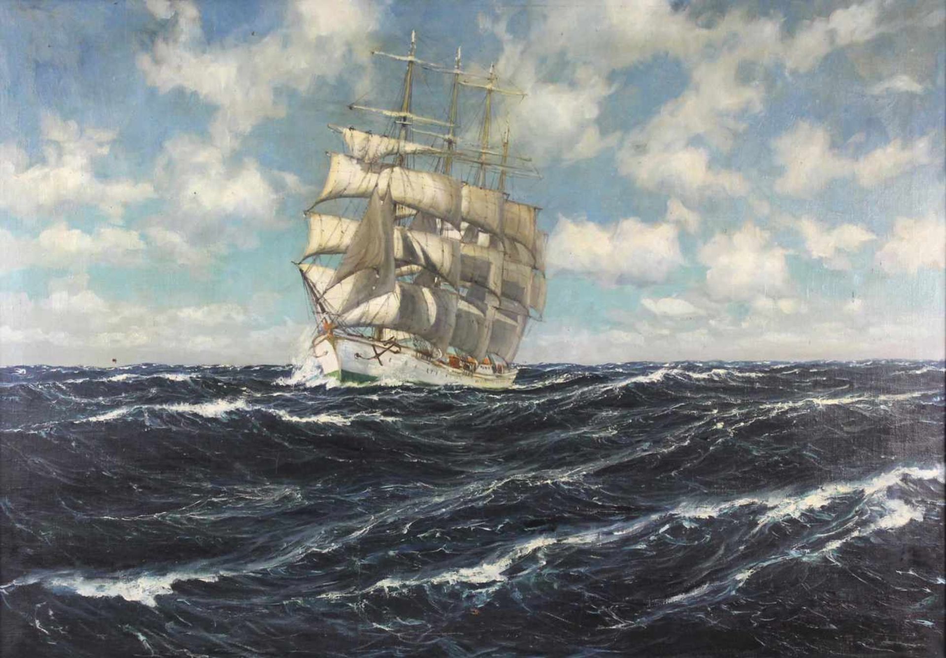 Patrick VON KALCKREUTH (1892 - 1970). Viermaster in Meeresbrandung.70 cm x 100 cm. Gemälde. Öl auf