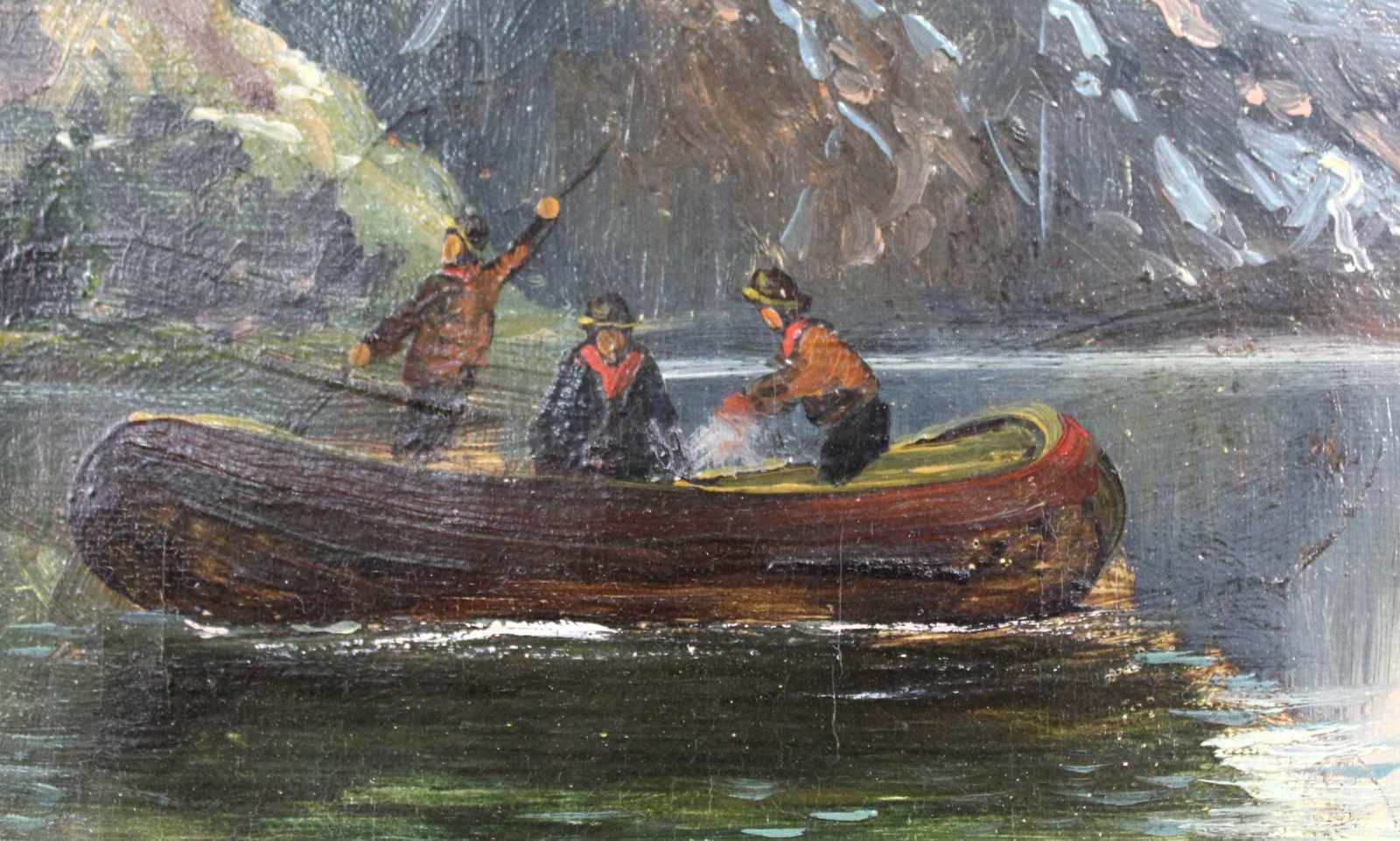 Albrecht MAYER (1875 - 1952). ''Alpensee mit Booten''.30 cm x 43 cm. Gemälde. Öl auf Leinwand. Links - Image 4 of 9