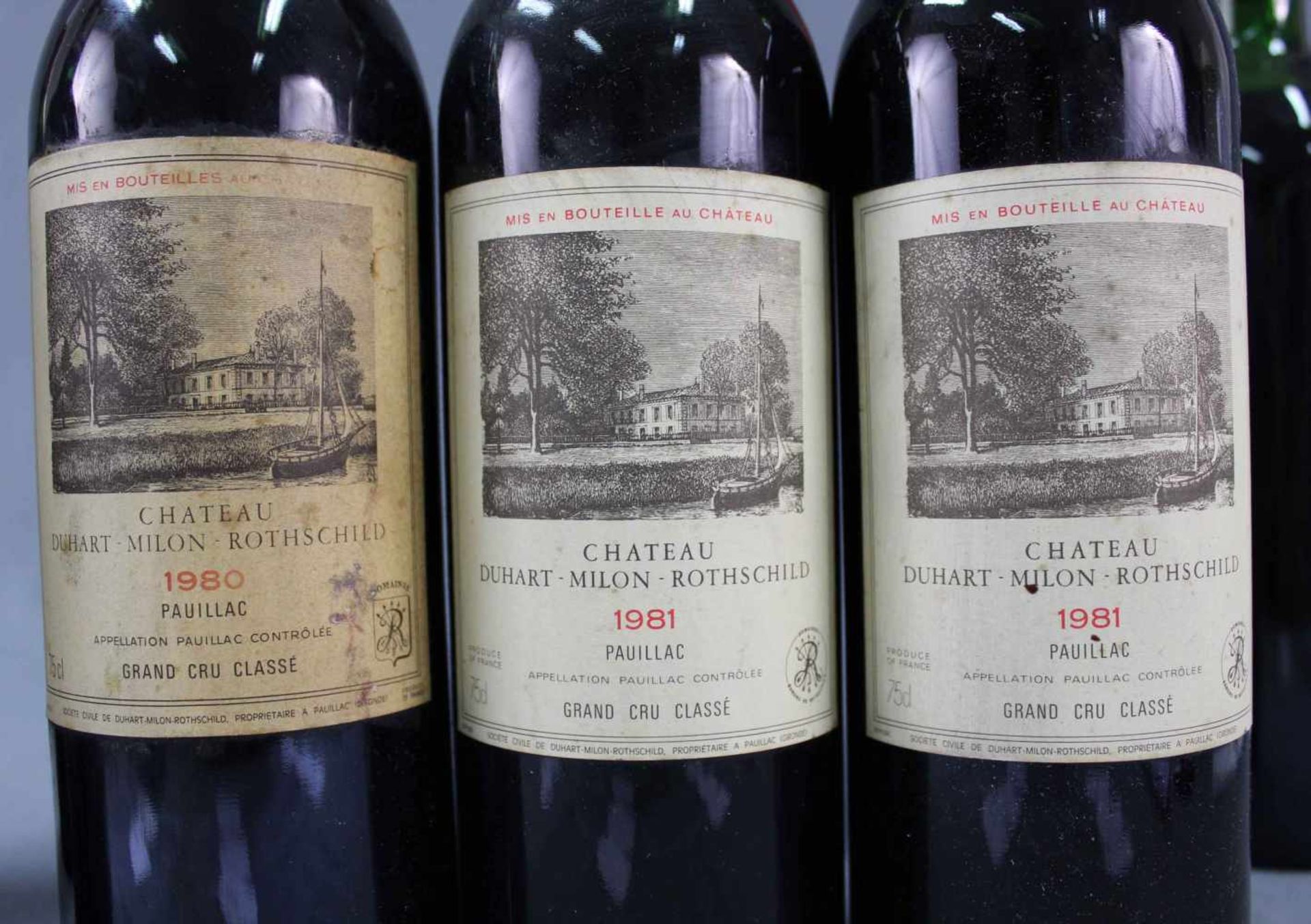 7 ganze Flaschen Bordeaux. Grand Cru Classé. Rotwein. Frankreich.1981 Chateau Duhart - Milon - - Bild 12 aus 14