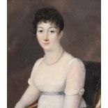 MINIATURIST (XVIII). Portrait einer Dame mit Perlenkette.78 mm x 69 mm im Ausschnitt. Gemälde,