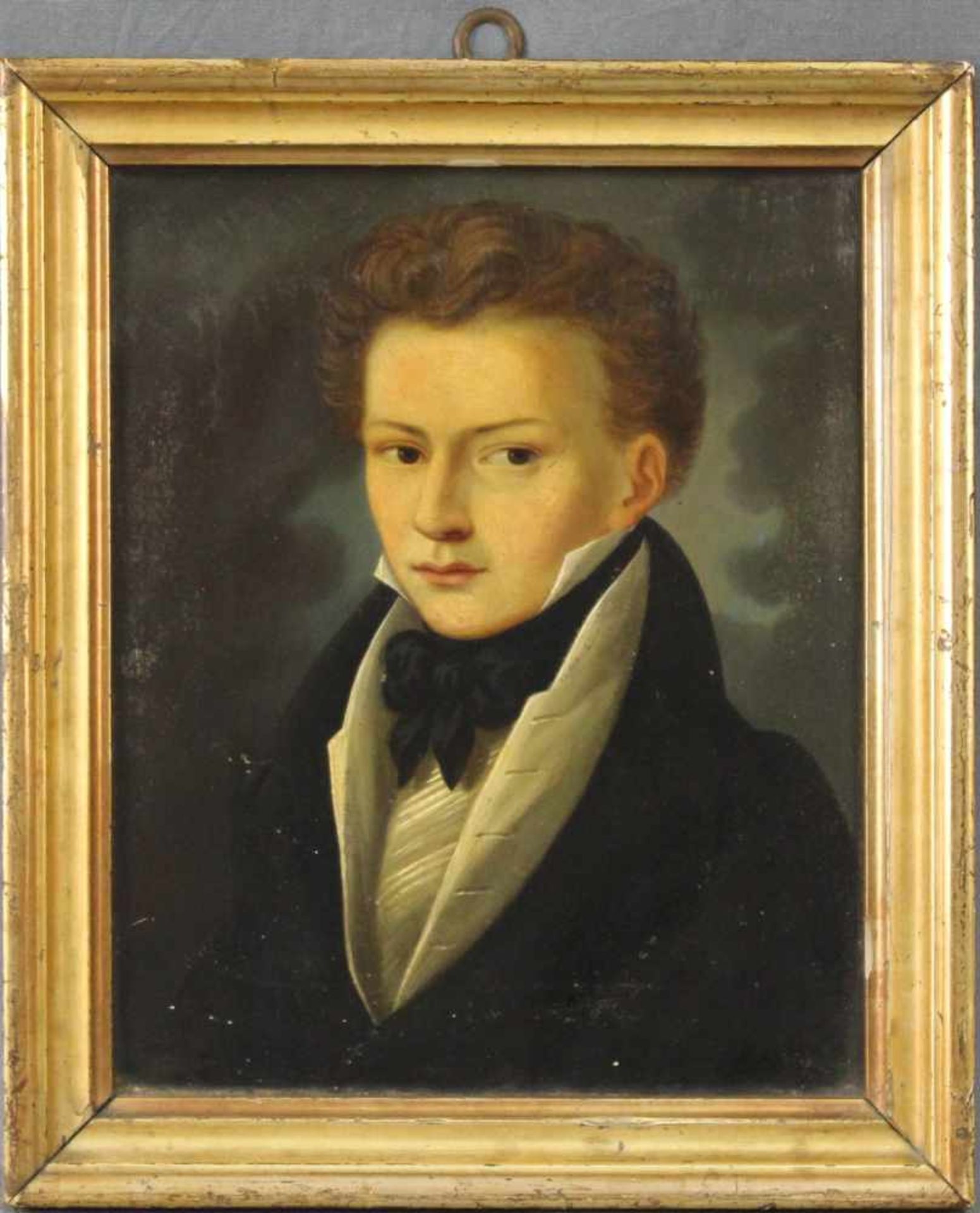 UNSIGNIERT (XIX). Biedermeier Halbportrait eines jungen Herren.29 cm x 23 cm. Gemälde. Um 1820. Wohl - Image 7 of 7