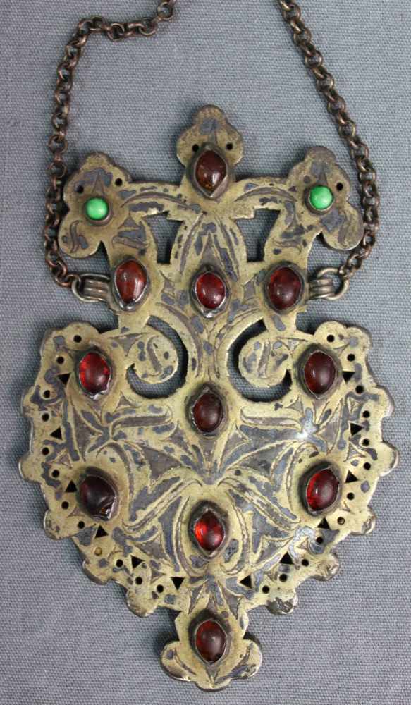 Medaillon. Zentralasien. Antik. Im Byzantinischen / Orthodoxen - Stil.11,7 cm x 7,5 cm. Silber mit - Image 4 of 5