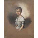 A. MÜLLER (XIX). Mädchenportrait 1844.''Marie-Friederike Melber'' mit 9 Jahren. 32 cm x 27 cm.