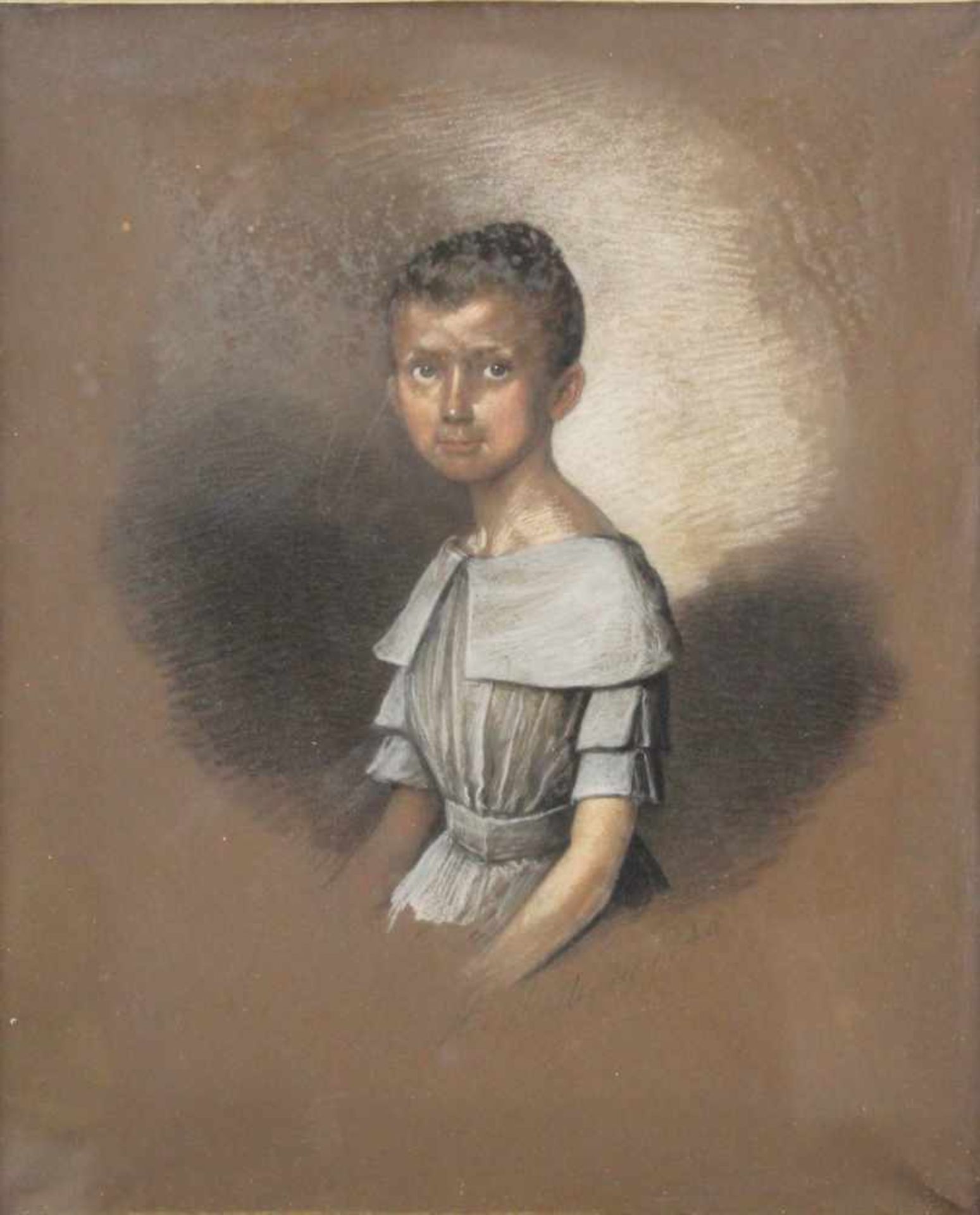 A. MÜLLER (XIX). Mädchenportrait 1844.''Marie-Friederike Melber'' mit 9 Jahren. 32 cm x 27 cm.
