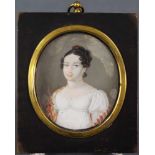 MINIATURIST (XVIII). Portrait einer Dame.64 mm x 54 mm oval. Gemälde, wohl Gouache auf Elfenbein.