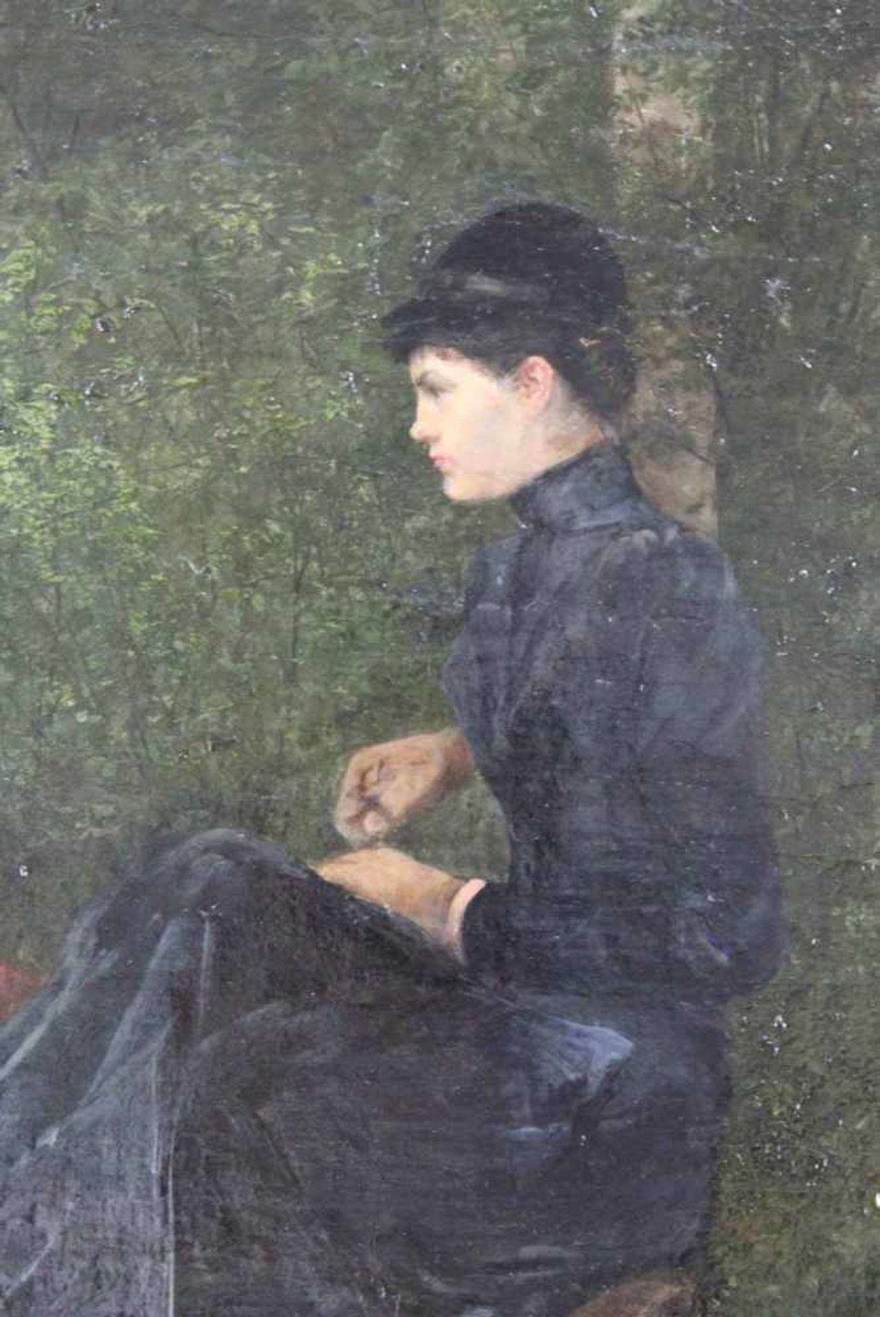 Wilhelm ALTHEIM (1871 - 1914). Bergauf reitende Dame im Park.87 cm x 64 cm. Gemälde. Öl auf - Image 5 of 7