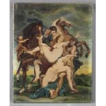 Peter Paul RUBENS nach (XIX). Raub der Töchter des Leukippos.53 cm x 42 cm. Gemälde. Öl auf