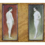 Rudolf IPOLD (1873 - 1936). 2 nackte Damen in einem Rahmen.Die Gemälde je 11,5 cm x 5 cm. Wohl Öl