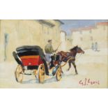 Gino Paolo GORI (1911 - 1991). "Ojn Corsa".20 cm x 30 cm. Gemälde. Öl auf Leinwand auf Karton. Im