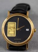 Herren Armbanduhr Automatic. Credit Suisse. 1 Gramm Goldbarren.Durchmesser 35 mm. Automatikwerk "