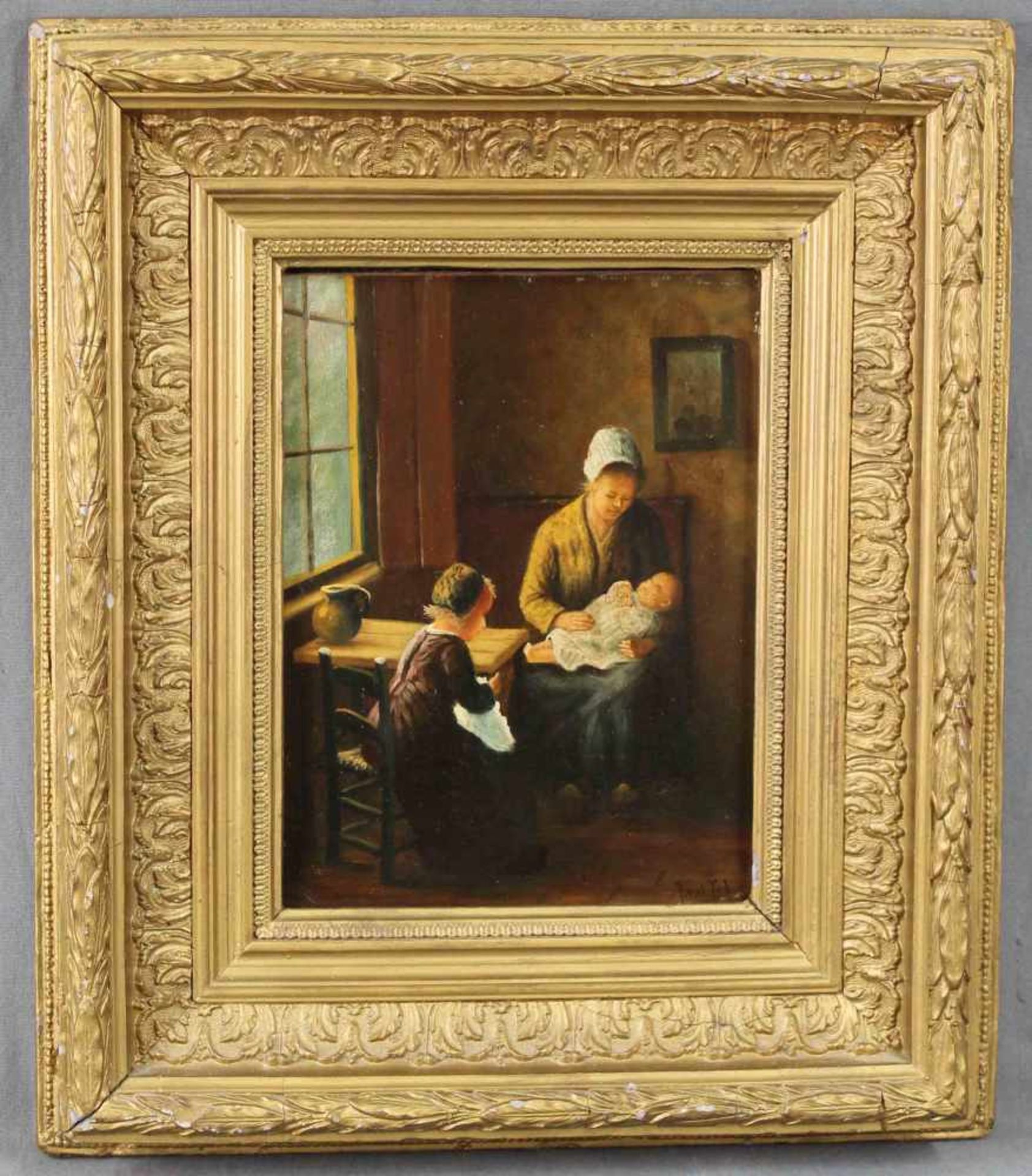 Arend VAN DE POL (1886 - 1956). Mutterglück.26 cm x 19 cm. Gemälde. Öl auf Holz. Rechts unten - Bild 2 aus 9