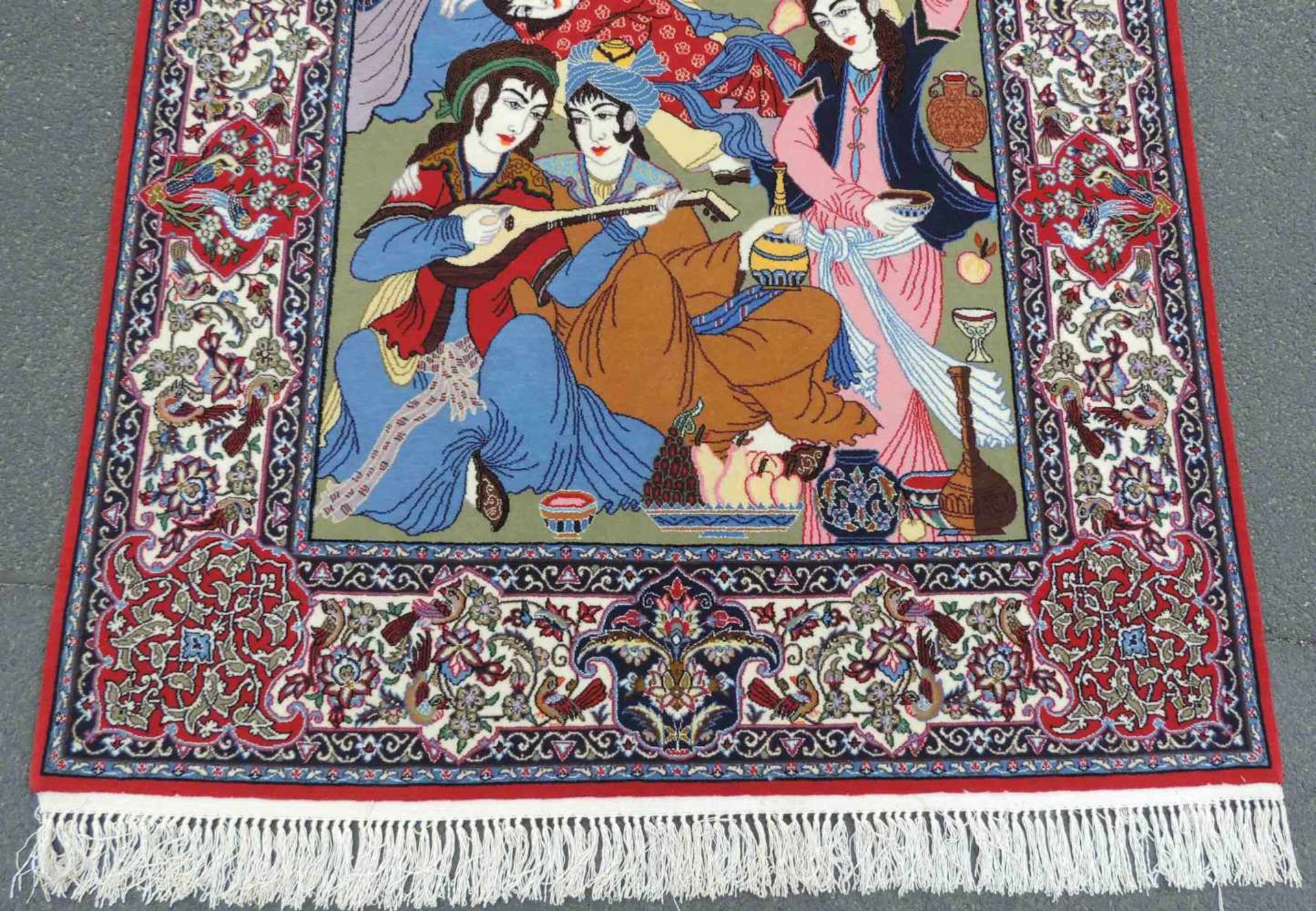 Bildteppich Isfahan. Perserteppich. Iran. Extrem feine Knüpfung.174 cm x 109 cm. Handgeknüpft. - Image 2 of 6