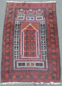 Sistan Belutsch Gebetsteppich. Afghanistan. Alt.1. Drittel 20. Jahrhundert. 140 cm x 96 cm.