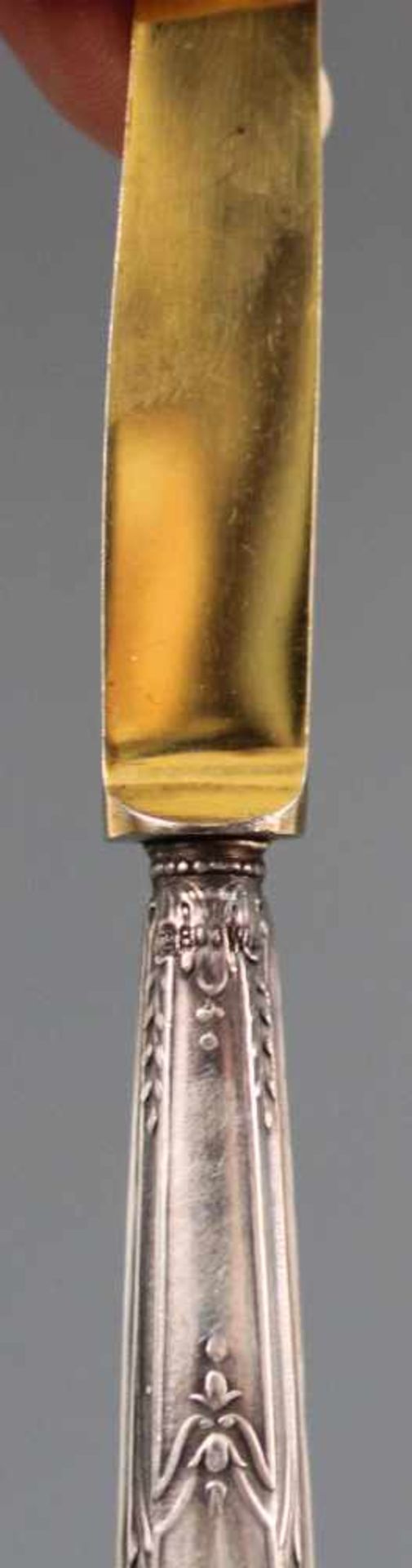 Jugendstil Obstbesteck, Silber 800, für sechs Personen.161 Gramm Gesamtgewicht. Bis 13,5 cm. In - Image 5 of 7