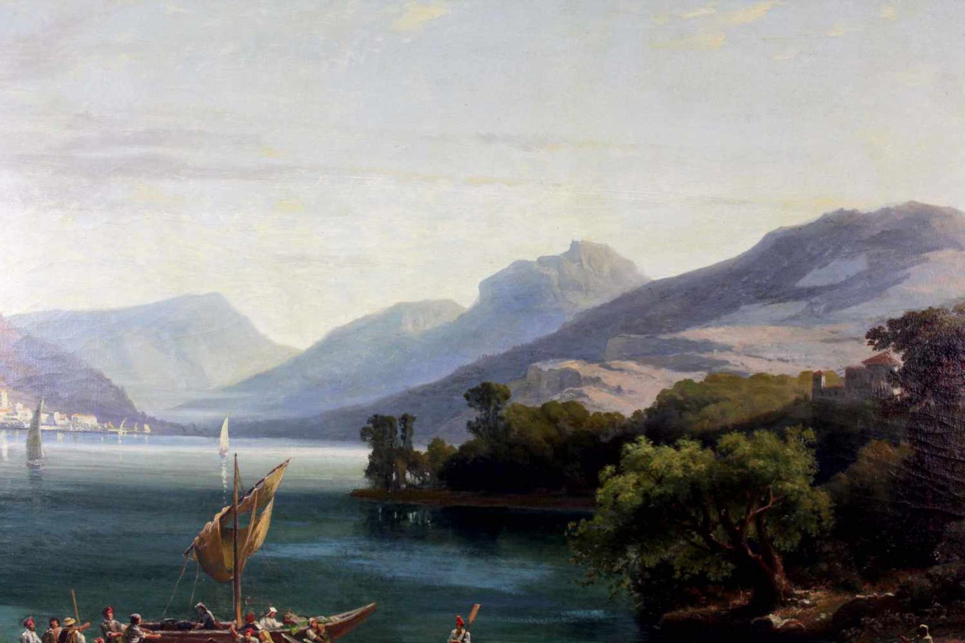 UNDEUTLICH SIGNIERT (XIX). Der Rhein datiert "1857".95 cm x 126 cm. Gemälde. Öl auf Leinwand. Rechts - Bild 9 aus 10