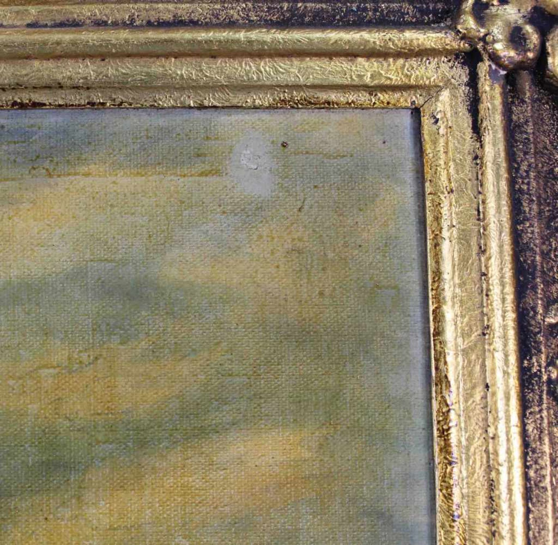 UNDEUTLICH SIGNIERT (XIX - XX). Frau im Boot.60 cm x 40 cm. Gemälde. Öl auf Leinwand. Links unten - Bild 5 aus 7