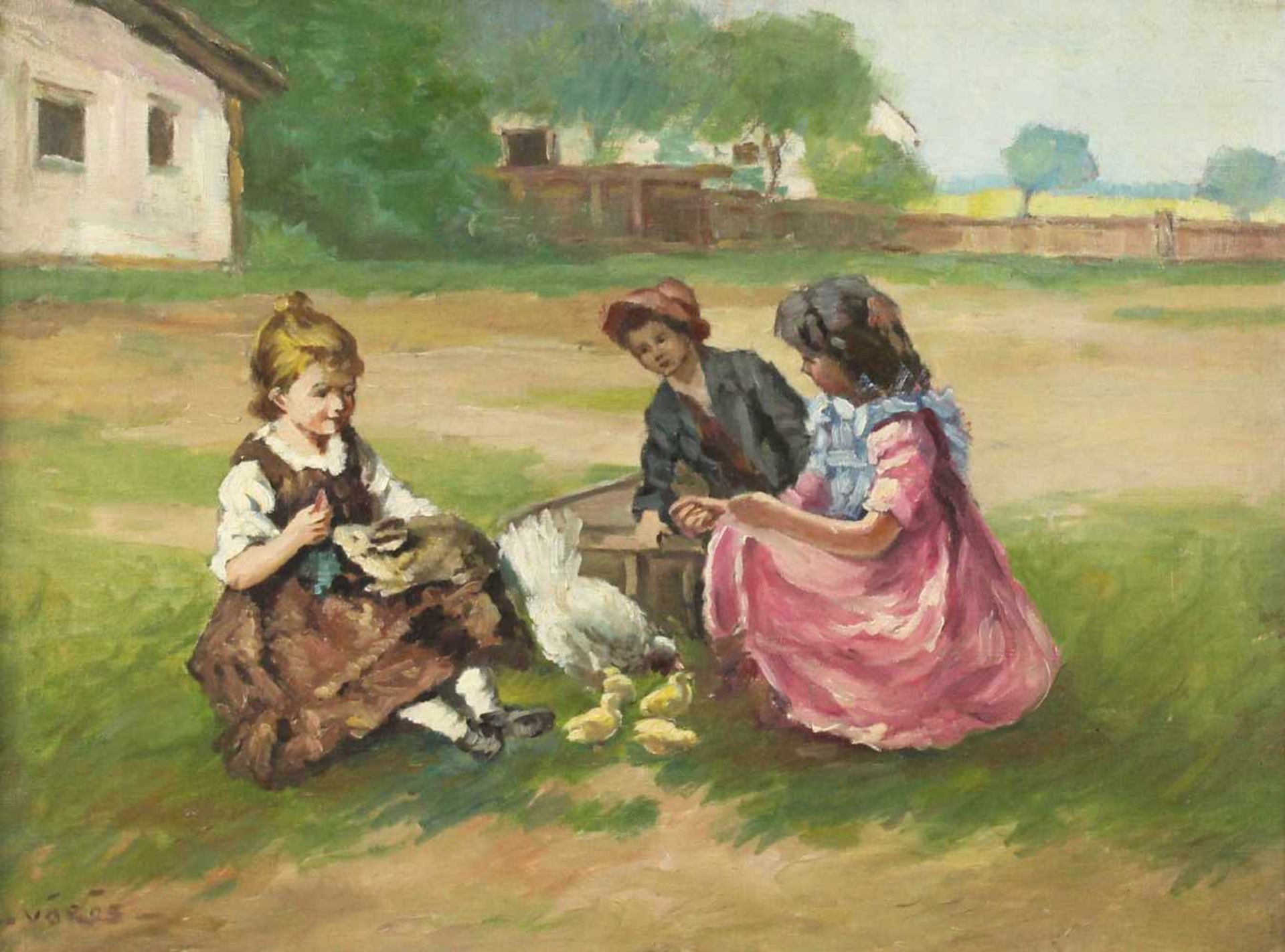 Zugeschrieben Ernö Ernest VÖRÖS VON BÉL (1883 - 1922). Spielende Kinder45 cm x 60 cm. Gemälde, Öl