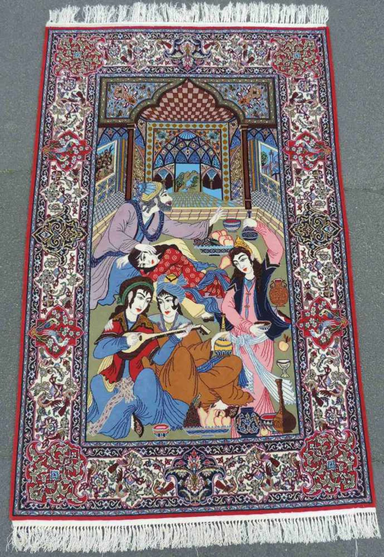 Bildteppich Isfahan. Perserteppich. Iran. Extrem feine Knüpfung.174 cm x 109 cm. Handgeknüpft.