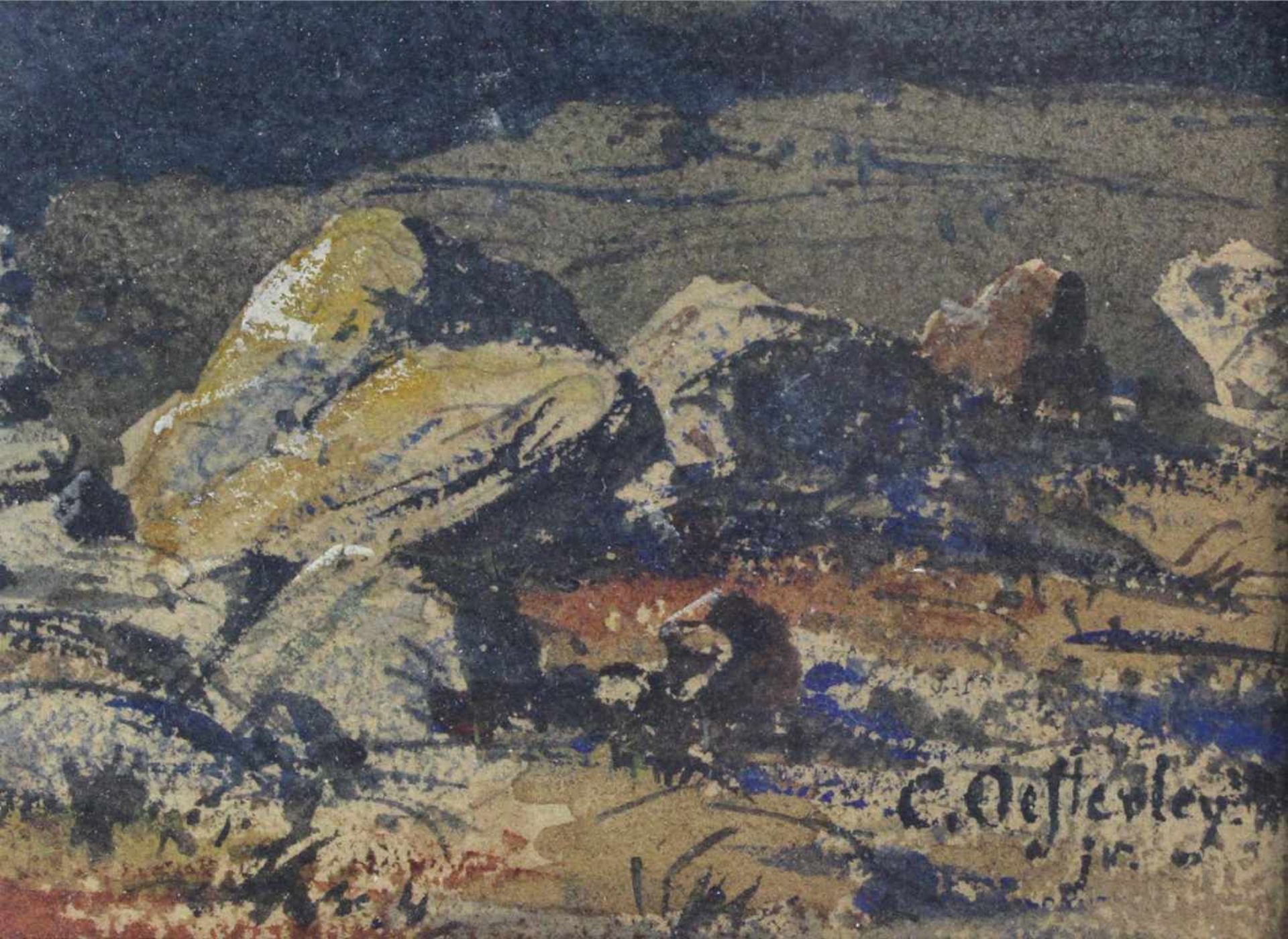 Carl August H. ÖSTERLEY (1839 - 1930). 5 Aquarelle mit Landschaften.22 cm x 35 cm im Ausschnitt. - Image 3 of 12