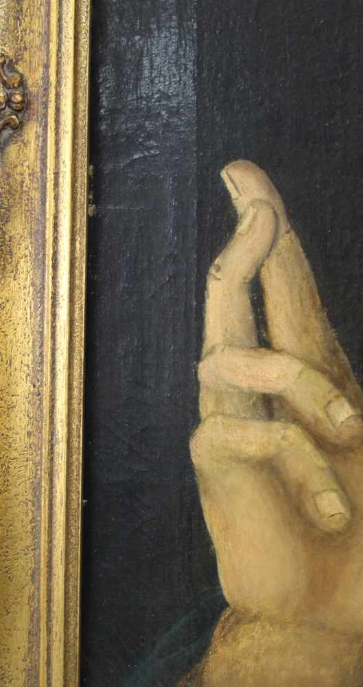 UNSIGNIERT (XVIII - XIX). Segnender Jesus.63 cm x 53 cm. Gemälde. Öl auf Leinwand. Wachs doubilert. - Image 6 of 8