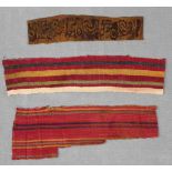 Koptisches Textil - Fragment. Ägypten 4. - 8. Jahrhundert. A.D.5 cm x 19 cm. Dazu 2