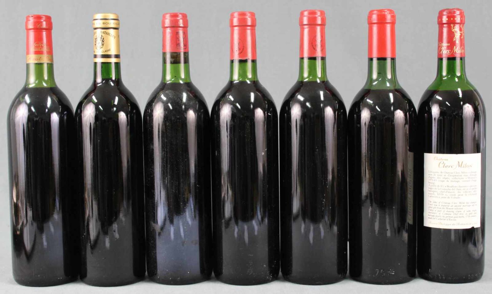 7 ganze Flaschen Bordeaux. Grand Cru Classé. Rotwein. Frankreich.1981 Chateau Duhart - Milon - - Bild 8 aus 14