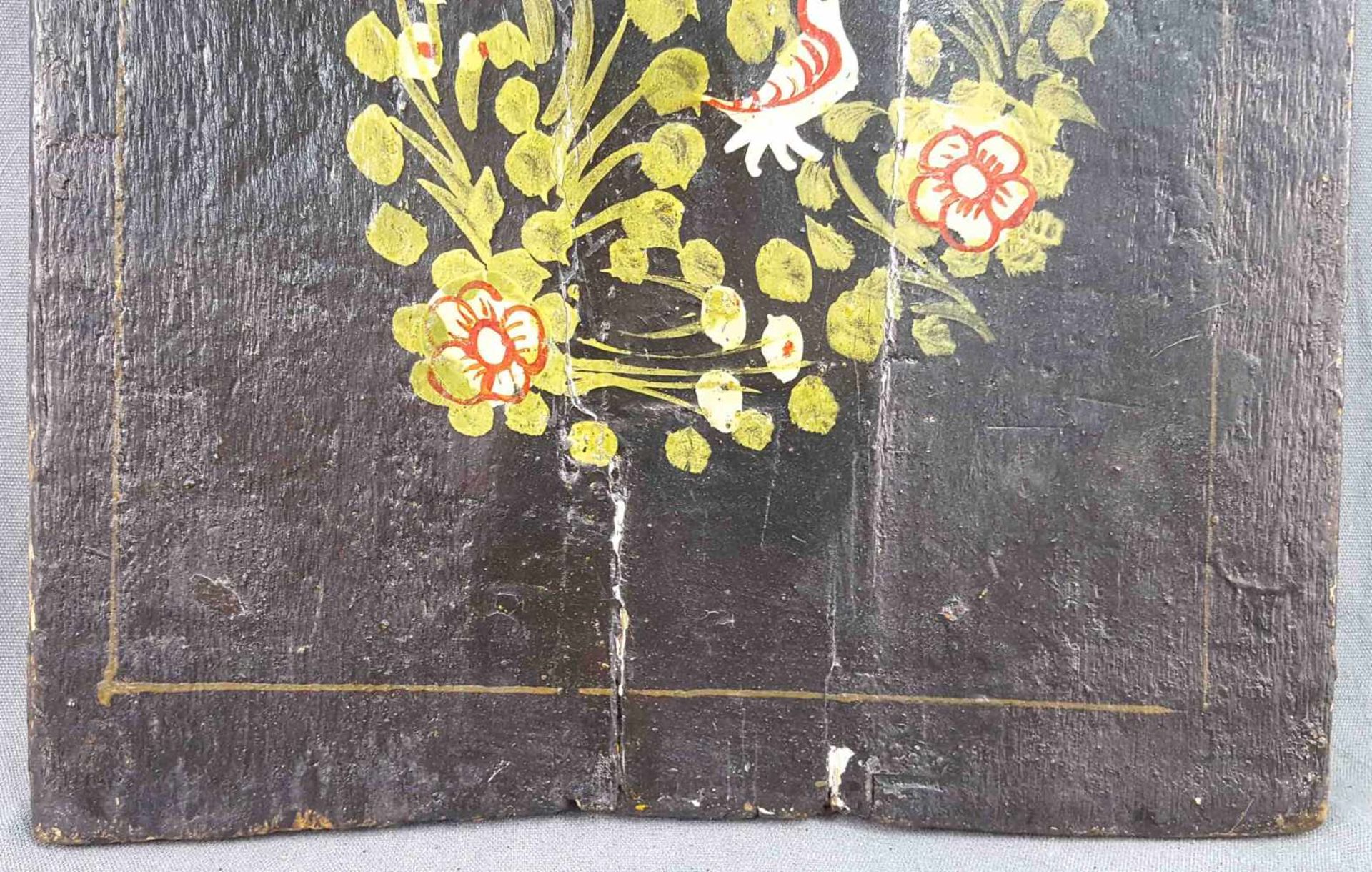 Persische Kaffeehaus-Malerei mit Spiegel im Quadjar Stil.47 cm x 21 cm. Malerei auf Holz. - Bild 8 aus 9