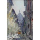 Gino Paolo GORI (1911 - 1991). "Via dei Servi, Firenze" Italia.30 cm x 20 cm. Gemälde. Öl auf