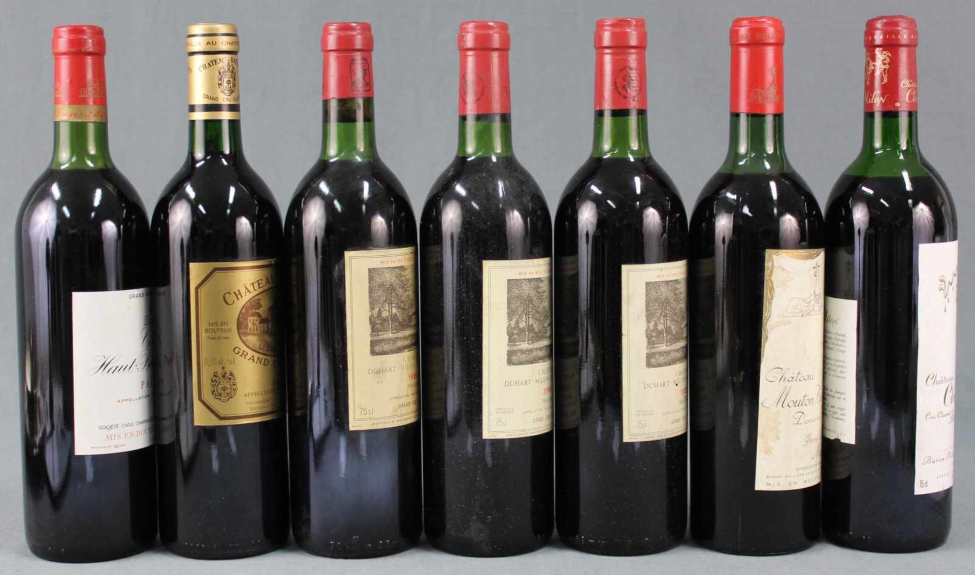 7 ganze Flaschen Bordeaux. Grand Cru Classé. Rotwein. Frankreich.1981 Chateau Duhart - Milon - - Bild 9 aus 14