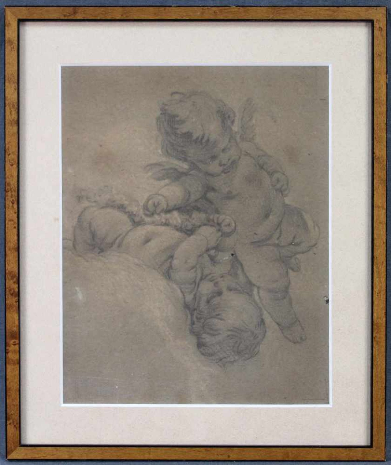 BAROCKMALER (XVIII). Kohlezeichnung mit 2 Putti.22 cm x 17 cm. Provenienz: Galerie Paul Sties. - Image 2 of 5