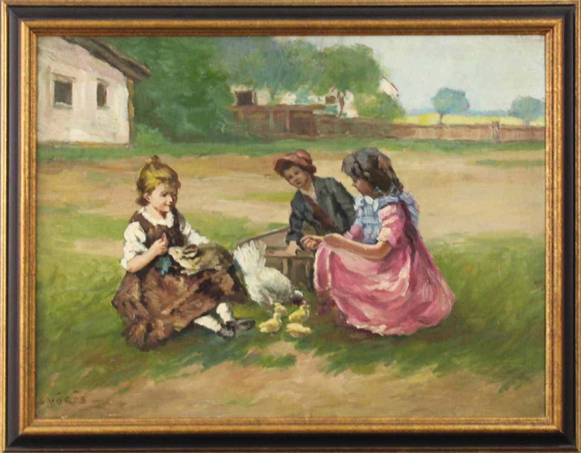 Zugeschrieben Ernö Ernest VÖRÖS VON BÉL (1883 - 1922). Spielende Kinder45 cm x 60 cm. Gemälde, Öl - Bild 7 aus 7