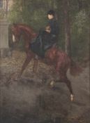 Wilhelm ALTHEIM (1871 - 1914). Bergauf reitende Dame im Park.87 cm x 64 cm. Gemälde. Öl auf