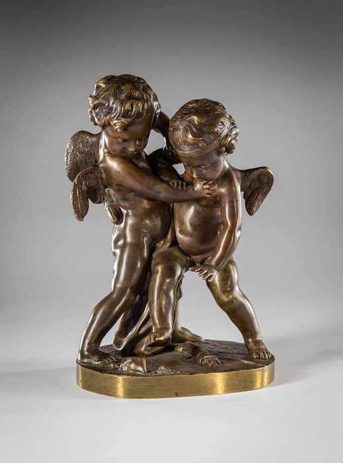 Bronze Amorettenpaar"um die Liebe raufend", nach Etienne-Maurice Falconet (Frankreich 1716-1791) .