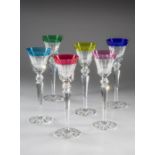 Weingläser Saint Louis,6 verschieden farbige Gläser der Serie Excellence, mundgeblasen und