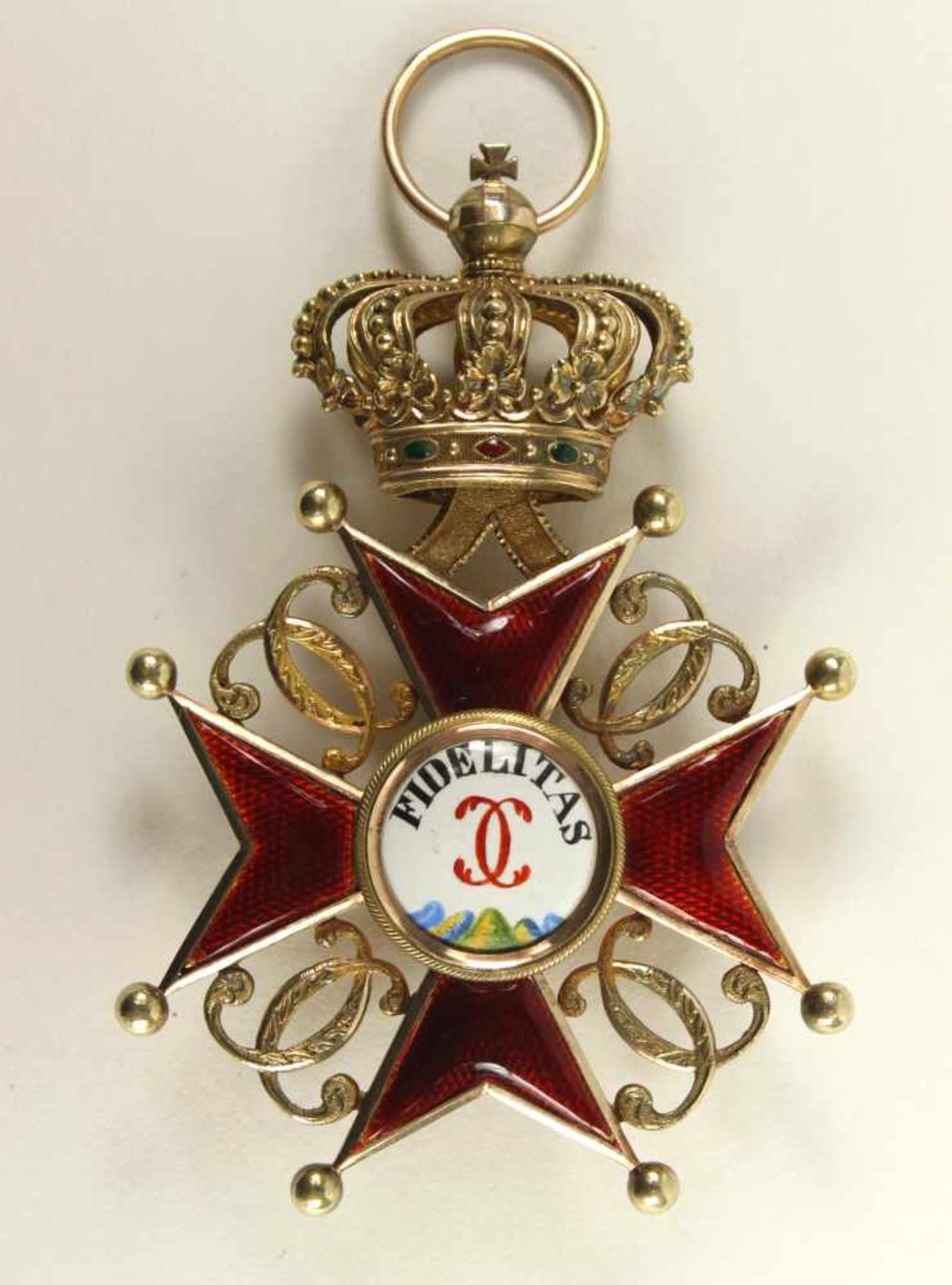 Hausorden der Treue.Ordenskreuz um 1850-1860. Kreuz Gold emailliert, die Kreuzarme separat - Bild 2 aus 2