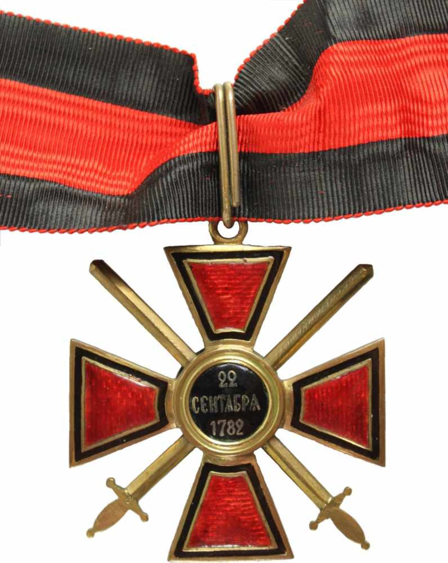 St. Wladimir-Orden,Kreuz 3. Klasse mit Schwertern. Kreuz Bronze vergoldet und emailliert, 49mm, fein - Bild 2 aus 2