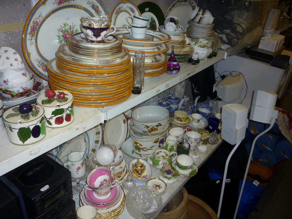 A Wedgwood Regent patter part dinner service including meat plate and soup bowls, a Royal Grafton