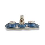 SET FROM TOILET IN PORCELAIN, LATE 19TH CENTURY decorated with floral motifs in light blue and