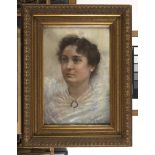 CESARE TROPEA Naples 1861 - 1914 WOMAN'S PORTRAIT Pastel on paper, cm. 54 x 37 Signed and located '
