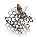 ELEGANT FANTASY BANGLE in silver 925, honeycomb design with diamonds, black diamonds, black