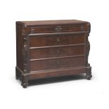 CHEST OF DRAWER IN FEATHER MAHOGANY, GENOA 19TH CENTURY front with four drawers, upper part with